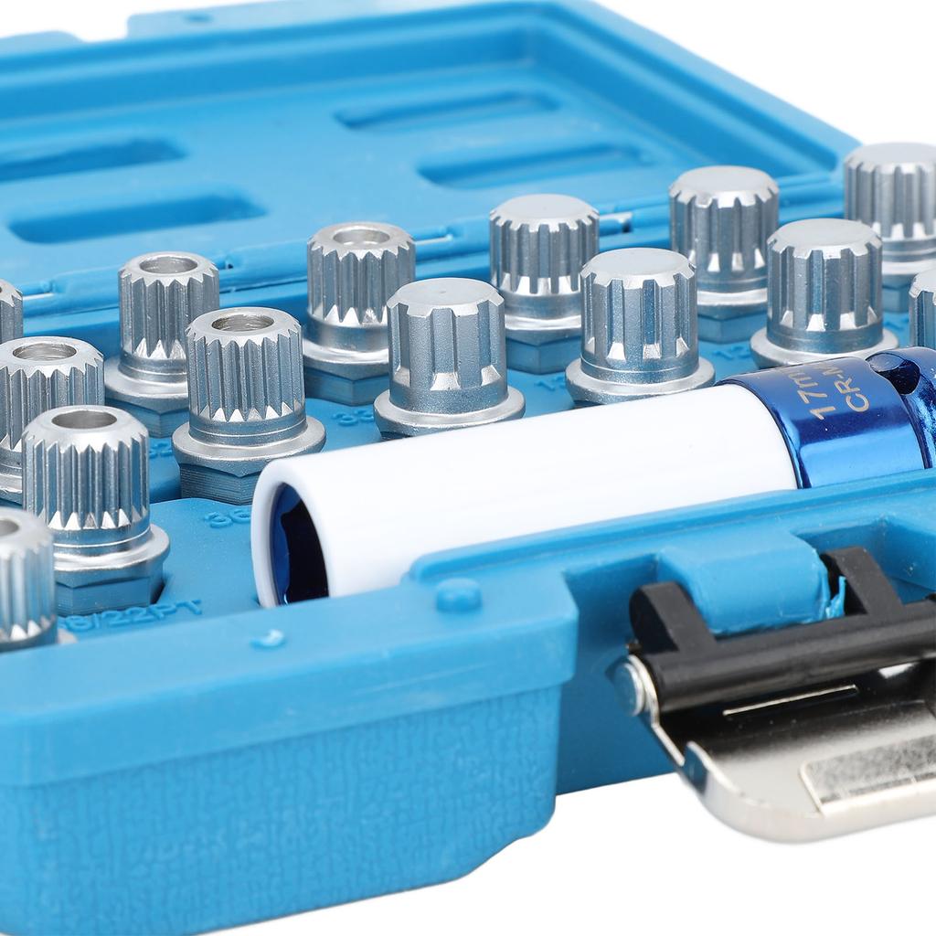 21pcs Wheel Lock Lug Nut Remover Tool Kit With 1/2in Drive Adapter Steel Chrome Plated 36 1 300 for R50 R52 R53