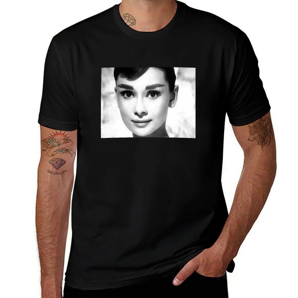 Audrey Hepburn TShirt Sports Casual Short Sleeve Cotton Tee