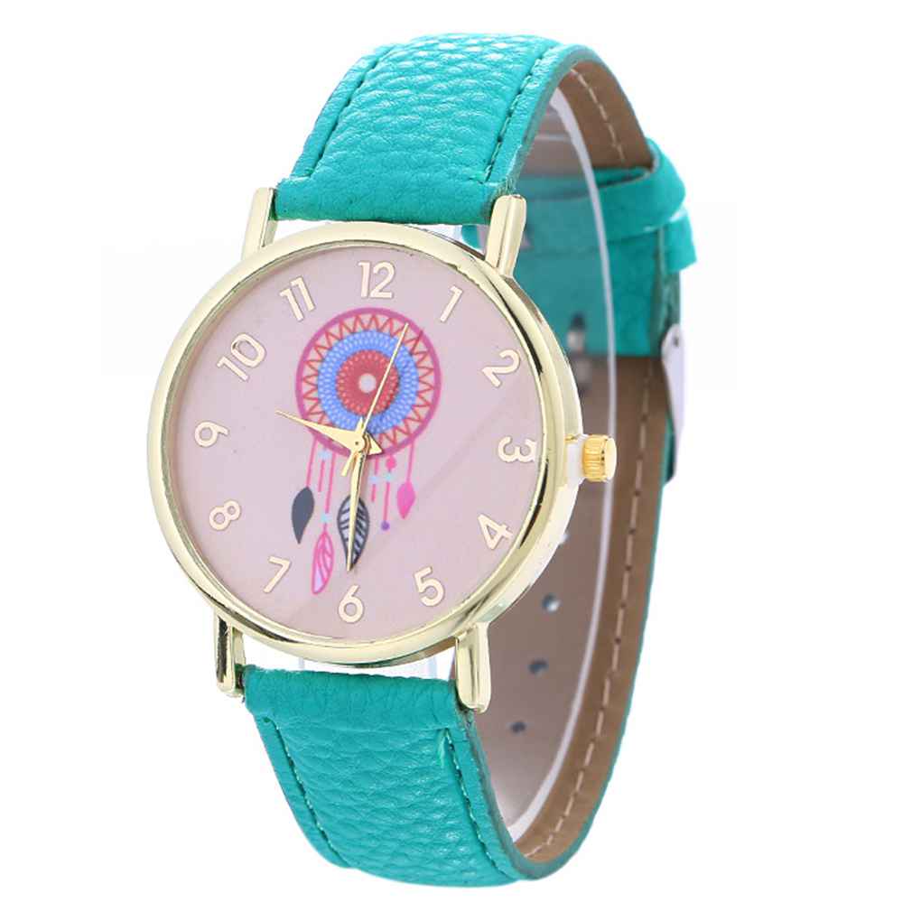 

Women Ladies Fashion Casual Dress Watch Fashion Casual Dreamcatcher Pattern PU Leather Band Wrist Watches