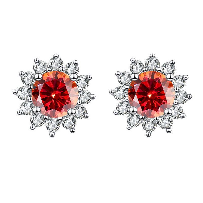925 Sterling Silver D Color Moissanite Sunflower Stud Earrings - Student Gift