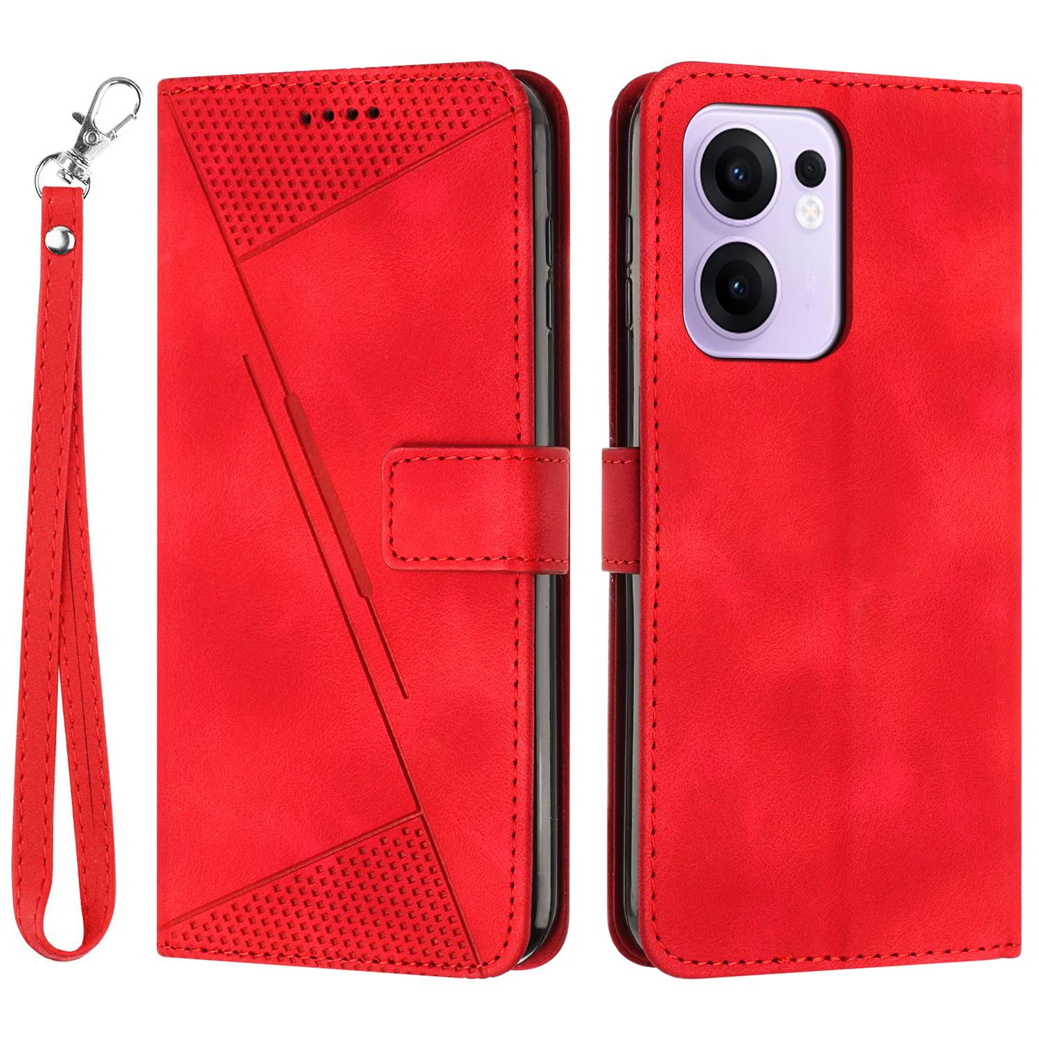 

For Oppo Reno13 F 5G (Reno 13 FS 5G)/4G Case Handbag Imprinted Triangle Leather Phone Cover B