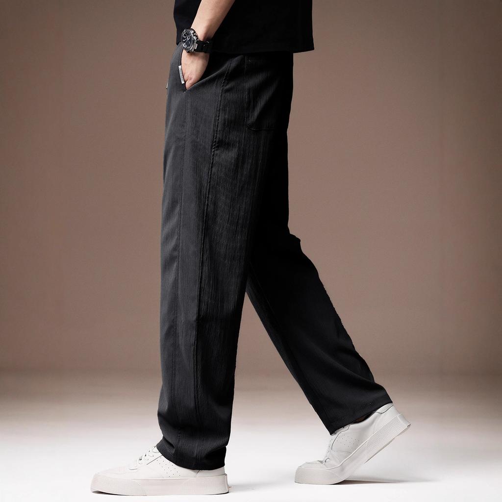 High-end American simple retro solid color men's casual pants autumn new outdoor trendy brand scimitar wide-leg pants