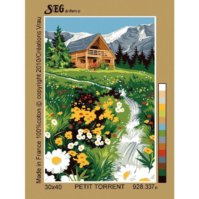 Canevas antique Petit torrent 30x40cm