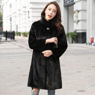 Coat Female Whole Mink Lmitation Fur Coat Winter High-grade Mink Velvet Mid Length Stand Collar Fur Coat
