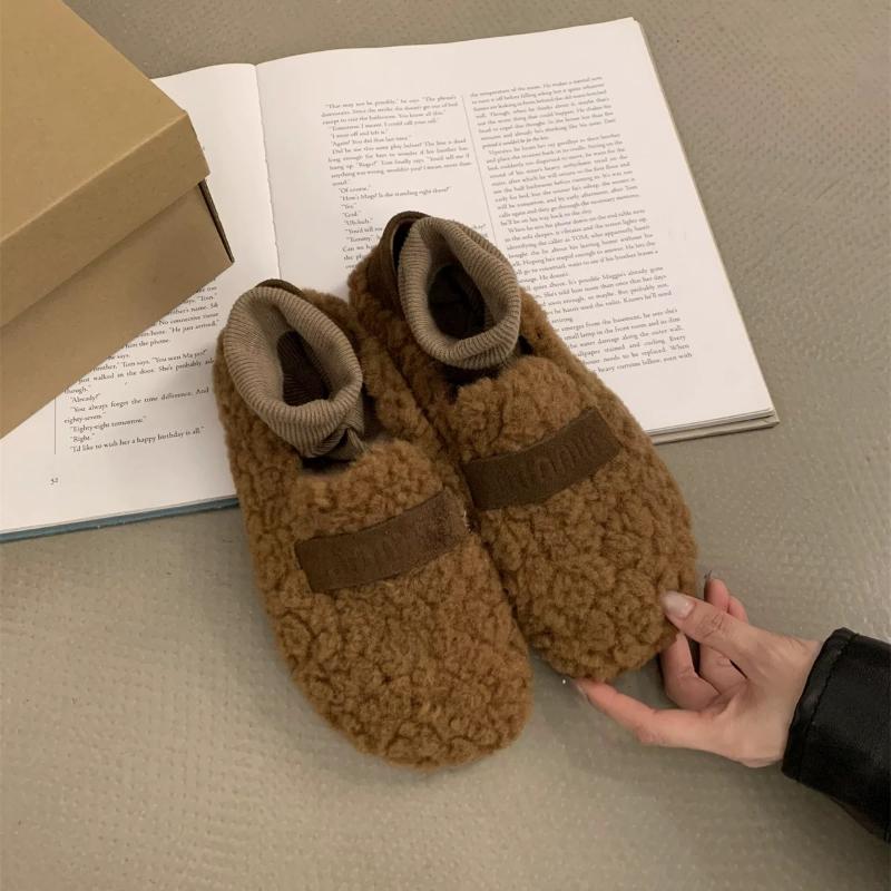 

AJGS Металлическая пряжка ремень плюшевые балетки теплые хлопковые мокасины кудрявые овечьи меха Мэри Джейн зимняя обувь для женщин 2024 роскошная дизайнерская обувь 40 коричневый