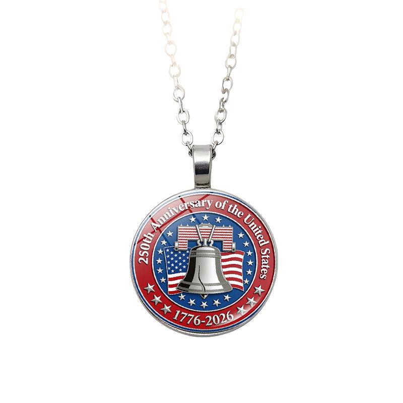 250th Anniversary Necklace Silvery Liberty Bell Pendant Statue Of Liberty Necklace Scratch-Resistant American Flag Jewelry
