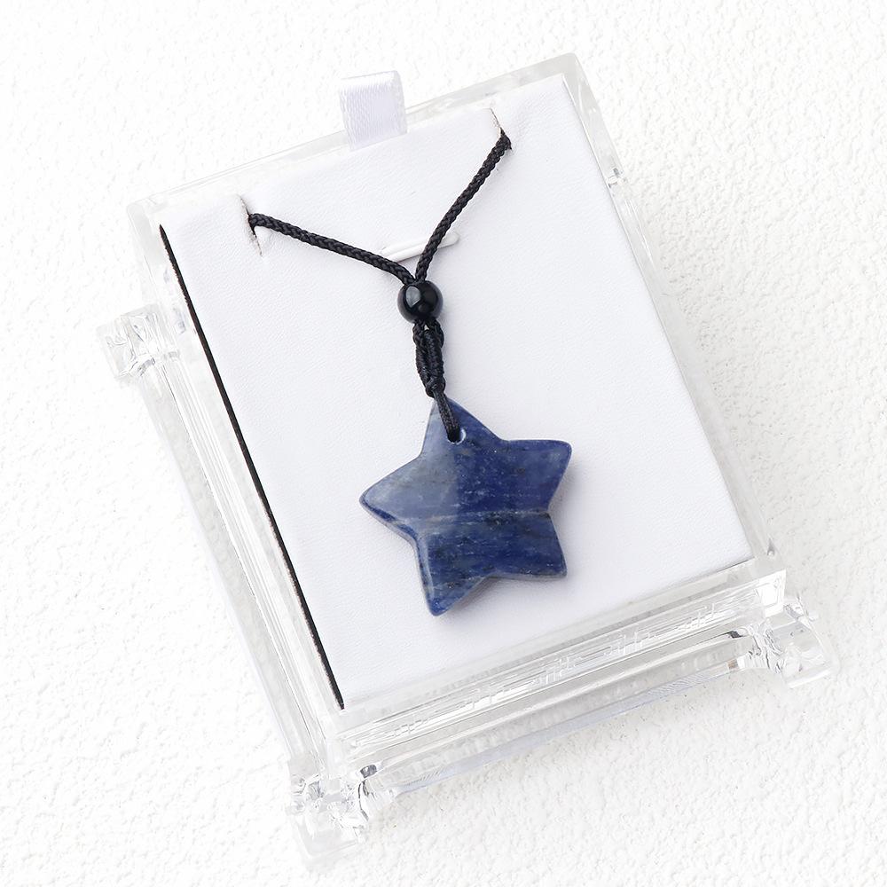 1PC Natural Stone Star Shape Pendant Black Agate Tiger Eye Christmas Pendant Necklace Women Holiday Party Gifts