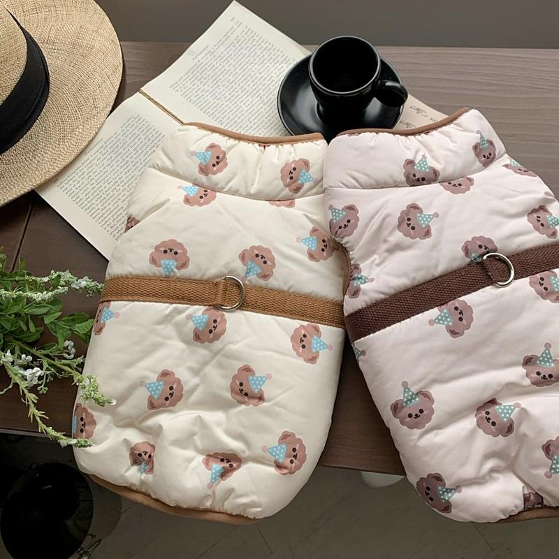 Pet Autumn And Winter Clothing Dog Cotton Coat Traction Bichon Pomeranian Schnauzer Yorkshire Terrier Small Dog Teddy Clothes