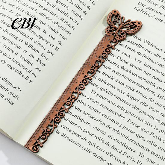 Metal Bookmark Ruler Butterfly Ginkgo Ruler, 2 in 1 Measuring Page Marker Ultra-thin for Students, Thin Book Mark with Scale, Creative School