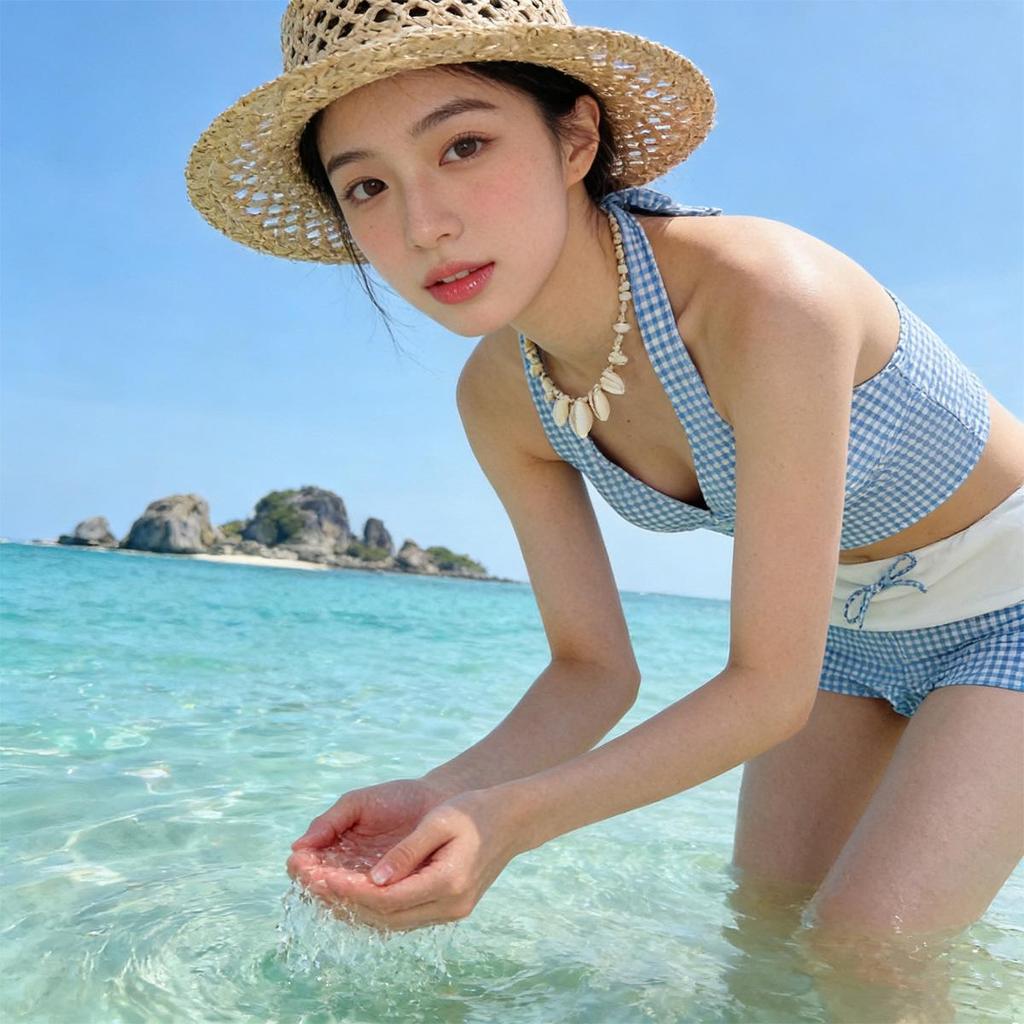 Women's High-End Retro Plaid V-Neck Halter Bikini, Sexy Slim Fit Flattering Swimwear