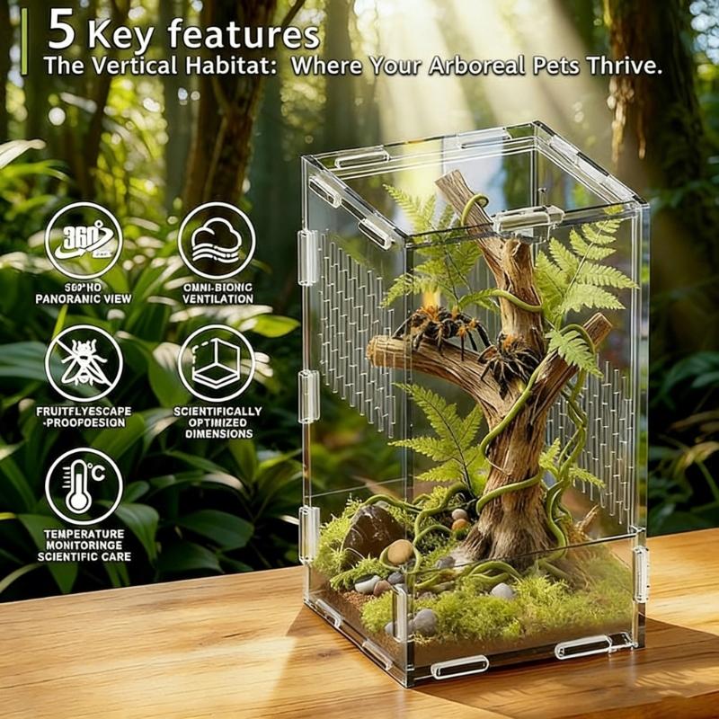 Amphibian Breeding Box Convenient Terrarium with Front Opening Door For Easy Maintenances Jumping Spiders Encloure