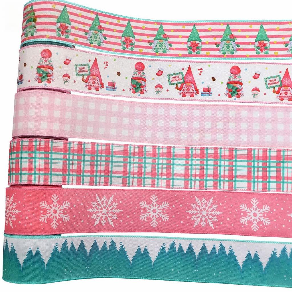 5-Yard Christmas Ribbon with Wire Edges - 63mm Decorative Craft Ribbon for Gift Wrapping