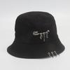 Bucket Hat Women Men Unisex Folding Fisherman Hat Black Metal Ring Flat Top Hip Hop Hats For Women Summer Solid Color Gorro New