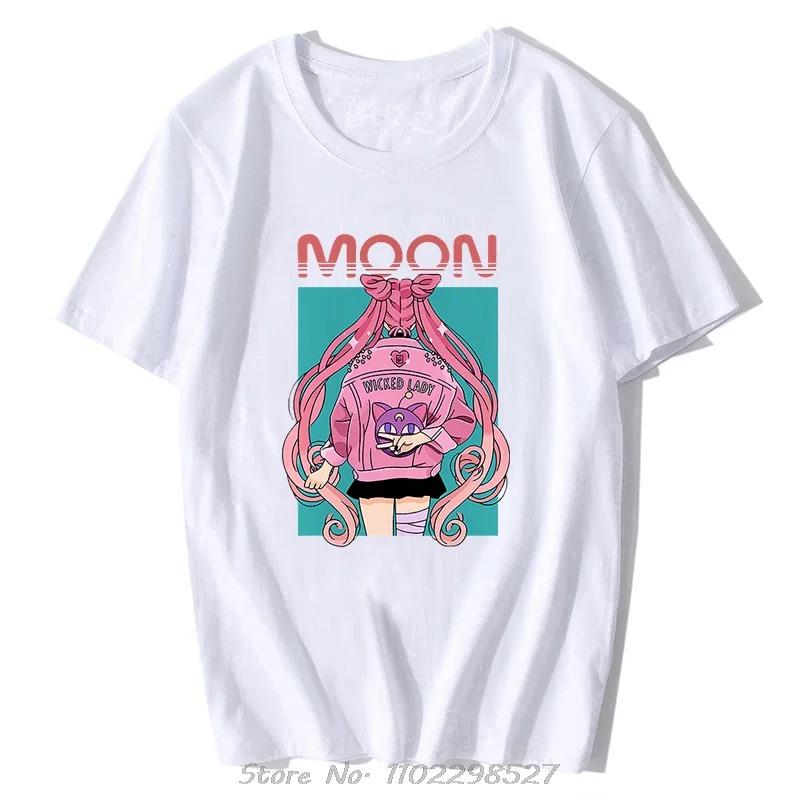 

2026 Streetwear Sailor Moon Anime Graphic T Shirts Men s Clothing Y2k Loose Casual Women s Short Sleeved Tee Tops Summer Unisex XXXL коричневий