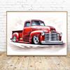 Famous Brand Chevy Vintage Cars Poster Watercolor Canvas Painting Luxurious Wall Art for Man Cave Room Home Decor Car Lover Gift
