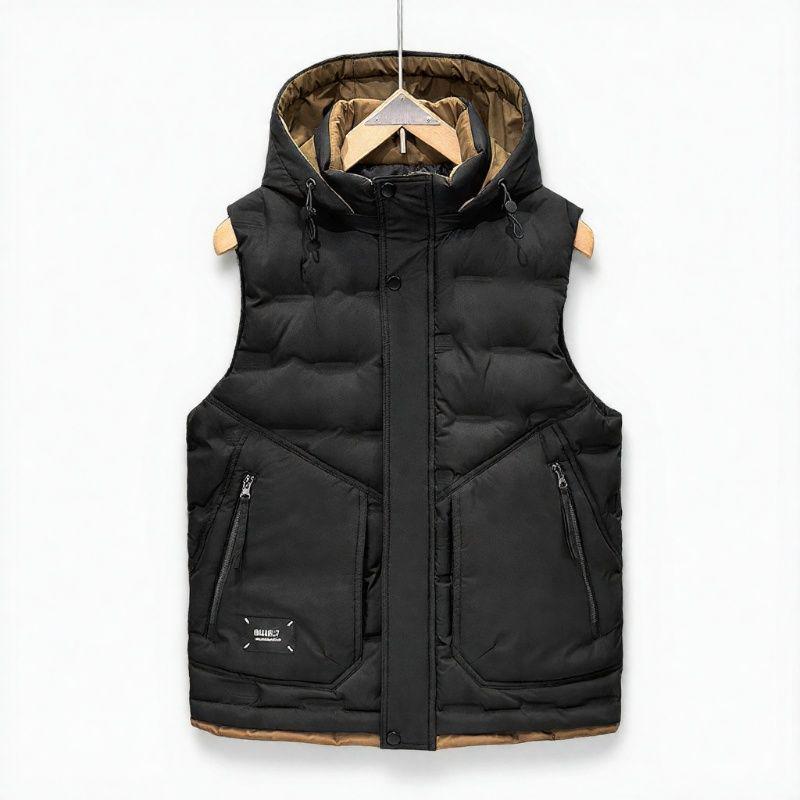 

Men s Trendy Hooded Sleeveless Cotton Vest for Autumn/Winter L (85-115 jin) чорний