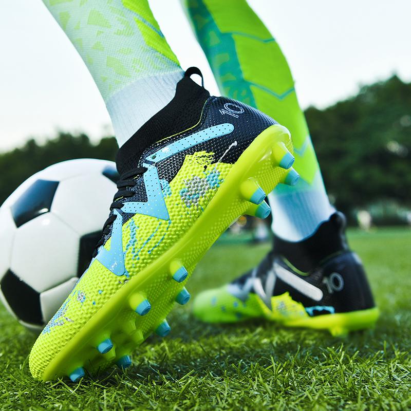 35-45 Men's High-top Large Size Football Shoes Long Nail Anti-slip Resistance TPR Artificial Captain Outdoor Youth Children Football Shoes