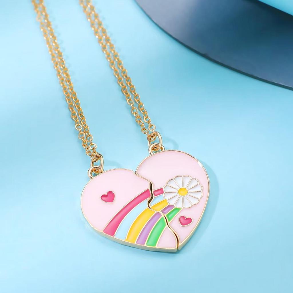 Dreiteiliges Sonnen-, Mond- und Stern-Diamantlegierungs-Halskettenset für Freunde