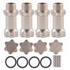 4Pcs Aluminium 17mm Hex Hub Extension Adapter for 1:8 Ratio RC Model Car(Black)