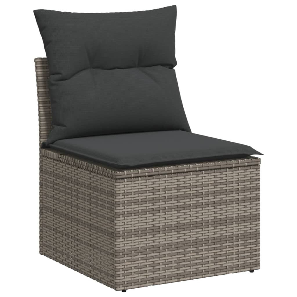 Vidaxl 6-Cz. Garden Furniture Set With Cushions, Grey, Poly Rattan