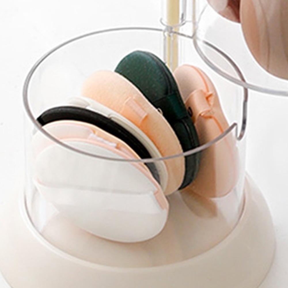 Transparent Rotary Cosmetic Puff Organizer Multi Layers Rotary Powder Puff Holder Bathroom Vanity