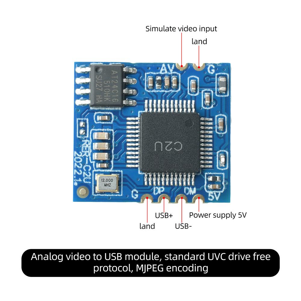 Analog AV Video to Digital USB Camera Module CVBS to USB Chip For UVC Drive-free For CVBS Signal Use