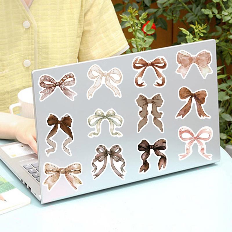 

50 листов простых наклеек с бантами, милые сладкие наклейки с бантиками, наклейки для DIY, наклейки-граффити для багажа, ноутбука, украшение для скрапбука, блокнота 52pcs