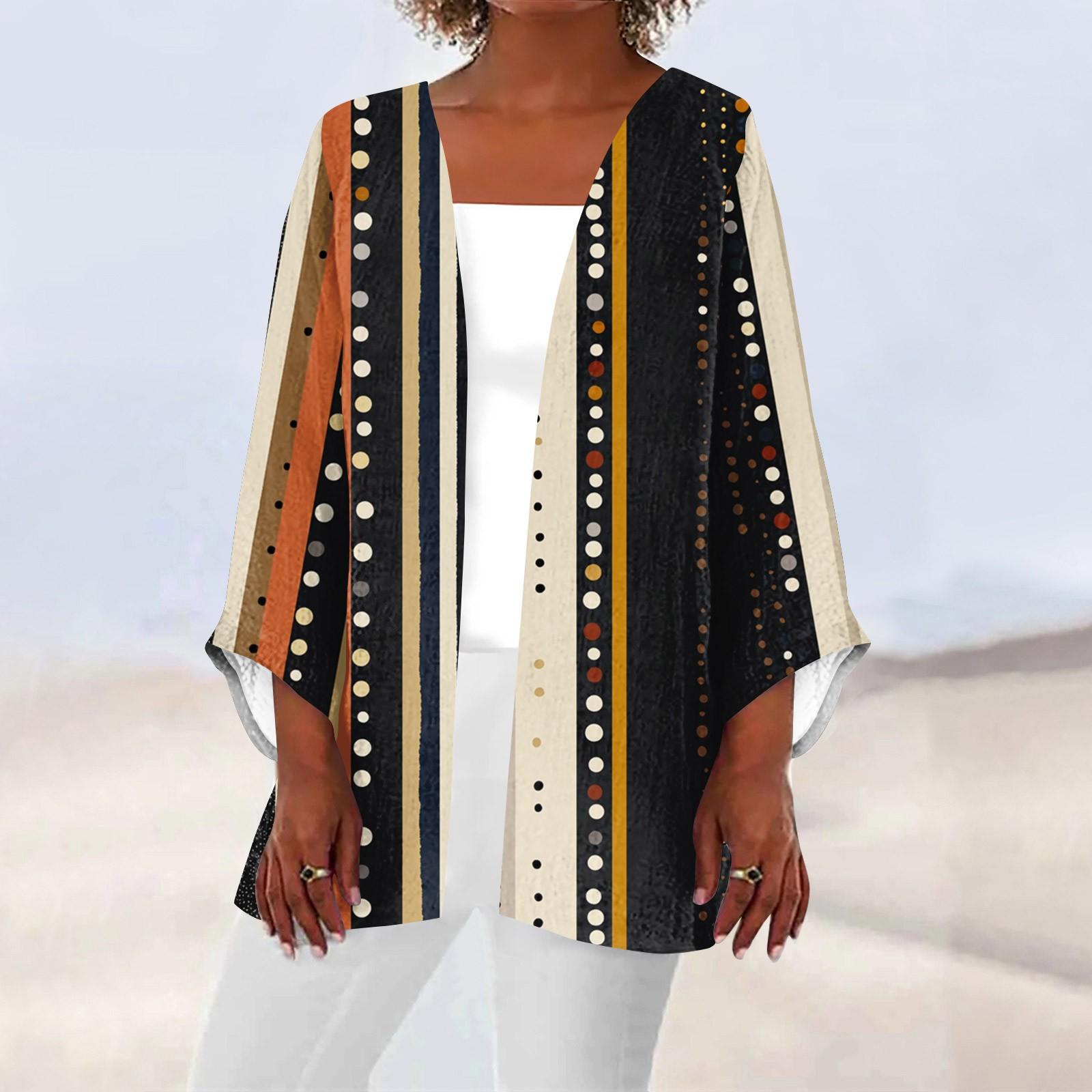 

Женская повседневная и модная легкая куртка средней длины с принтом, кардиган, кардиган M чёрный