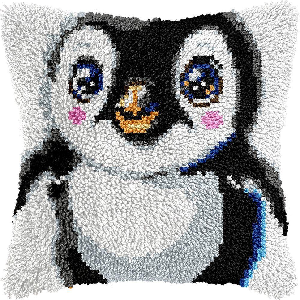 Latch Hook Pillow Case Rug Sewing Set with Pre-Printed Pattern DIY Crochet Yarn Embroidery Needlework Craft Kits Home Decor