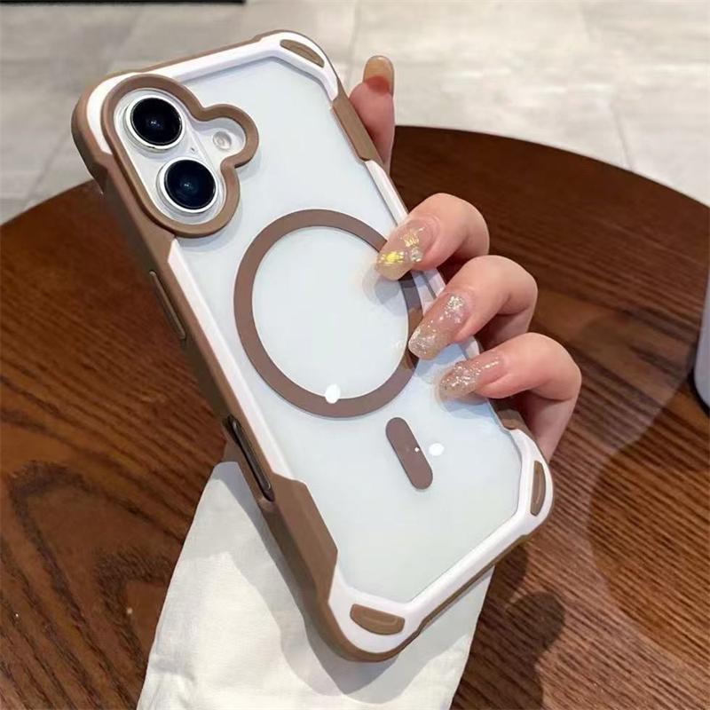 Stoßfeste transparente Handyhüllen mit Armor-Bumper für iPhone 16 15 14 13 12 11 Pro Max 16 Plus Hülle für Magsafe kabellose Ladeabdeckung