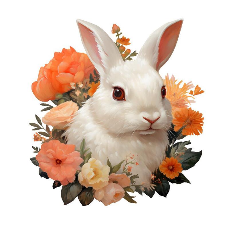 Cute Bunny Flower Toilet Stickers, Waterproof Removable Decals for Bathroom Restroom Decor, Self-Adhesive