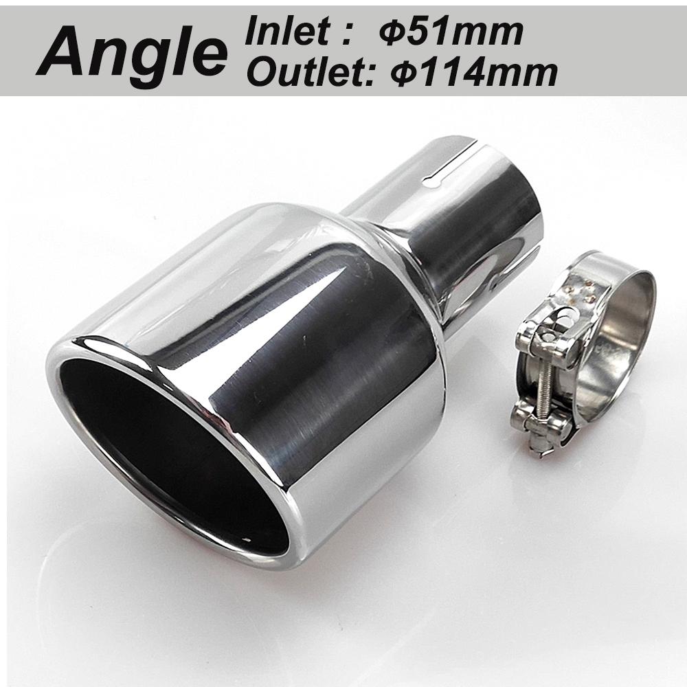1 Piece 114mm Outlet Universal Modification Car Accessories Silver Curly Flange Muffler Exhaust Stainless Steel Tip End Pipe