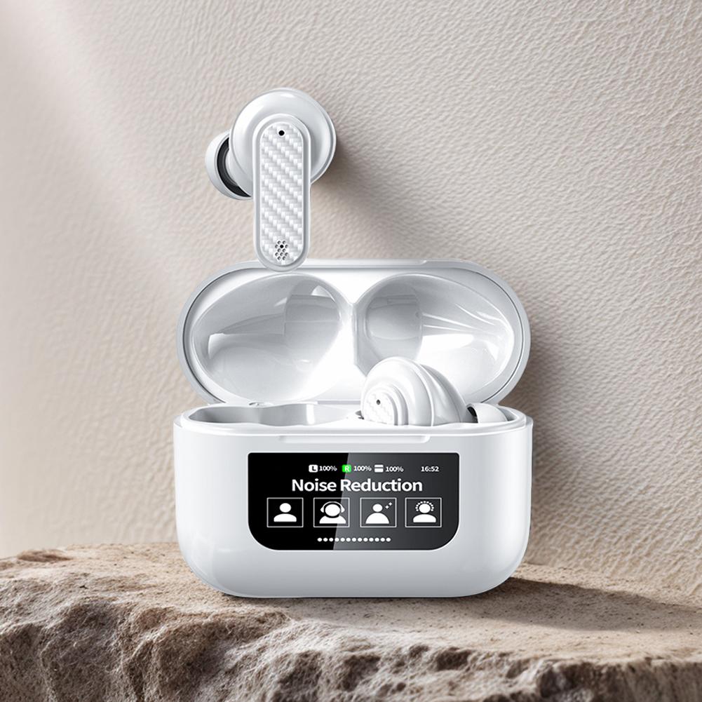 Wireless BT 5.4 Translation Earphones ANC Noise Cancelling 144 Languages Two-Way Translator Earbuds Smart Touch Screen Housing