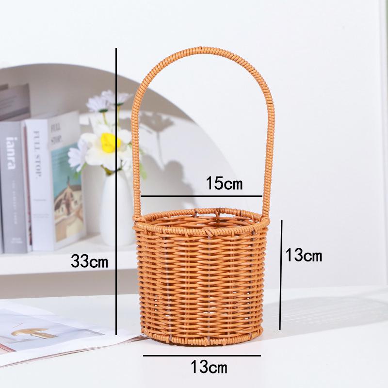 Handmade Imitation Rattan Picnic & Gift Basket with Iron Art Elements