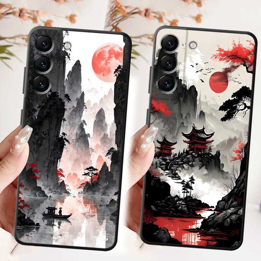 Ink Art Print Japanese Landscape Mountain Case for Samsung Galaxy A73 A51 A32 A22 A24 A55 A41 A53 A35 A23 A25 A71 A52 A36 A26