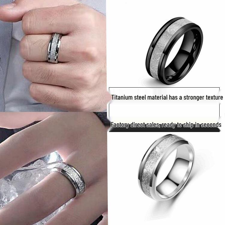 Men's Titanium Steel Rime Silk Pattern Ring - European & American Fashion Jewelry