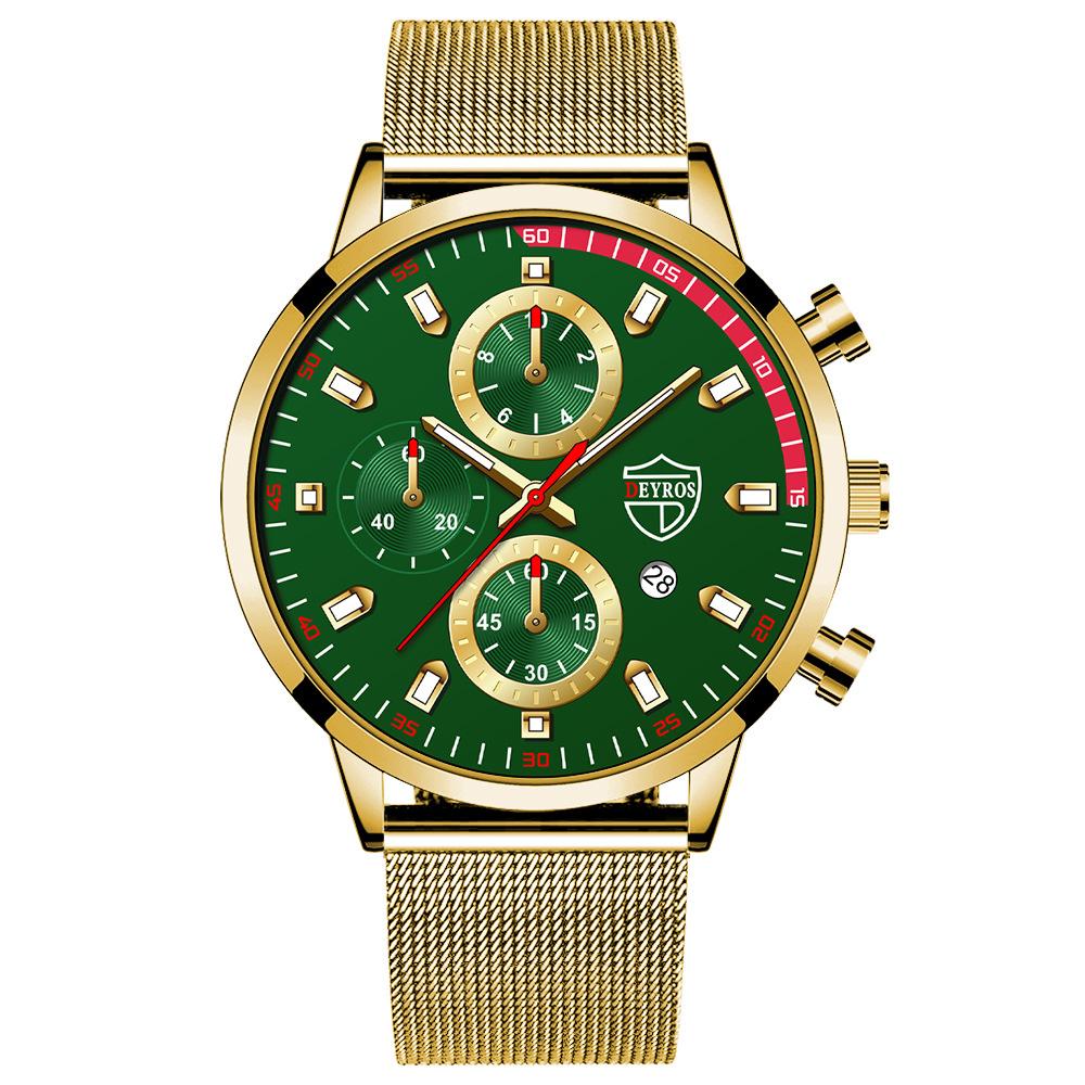 Milan Mesh Belt Watch Men'S Automatic Quartz Calendar Luminous Watch