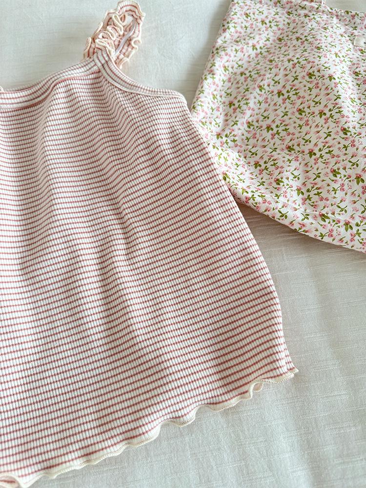 2025 Summer Korean-Style Ribbed Tank Top for Baby Girls - Versatile & Colorful