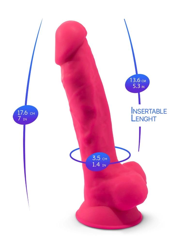 Silexd - Realistic Dildo with Veins, Glans and Testicles, Pink 17.5cm