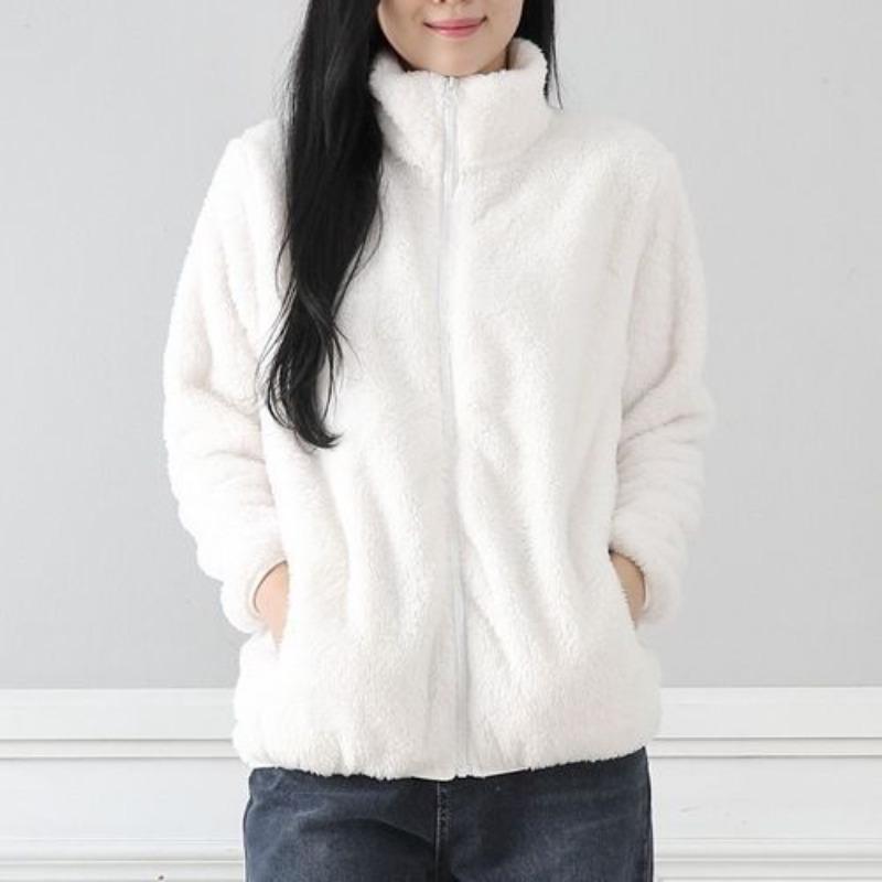 New Winter Fashion Coat Women's Zipper Casual Thickened Double-sided Solid Color Warm Top Cardigan Sweater
