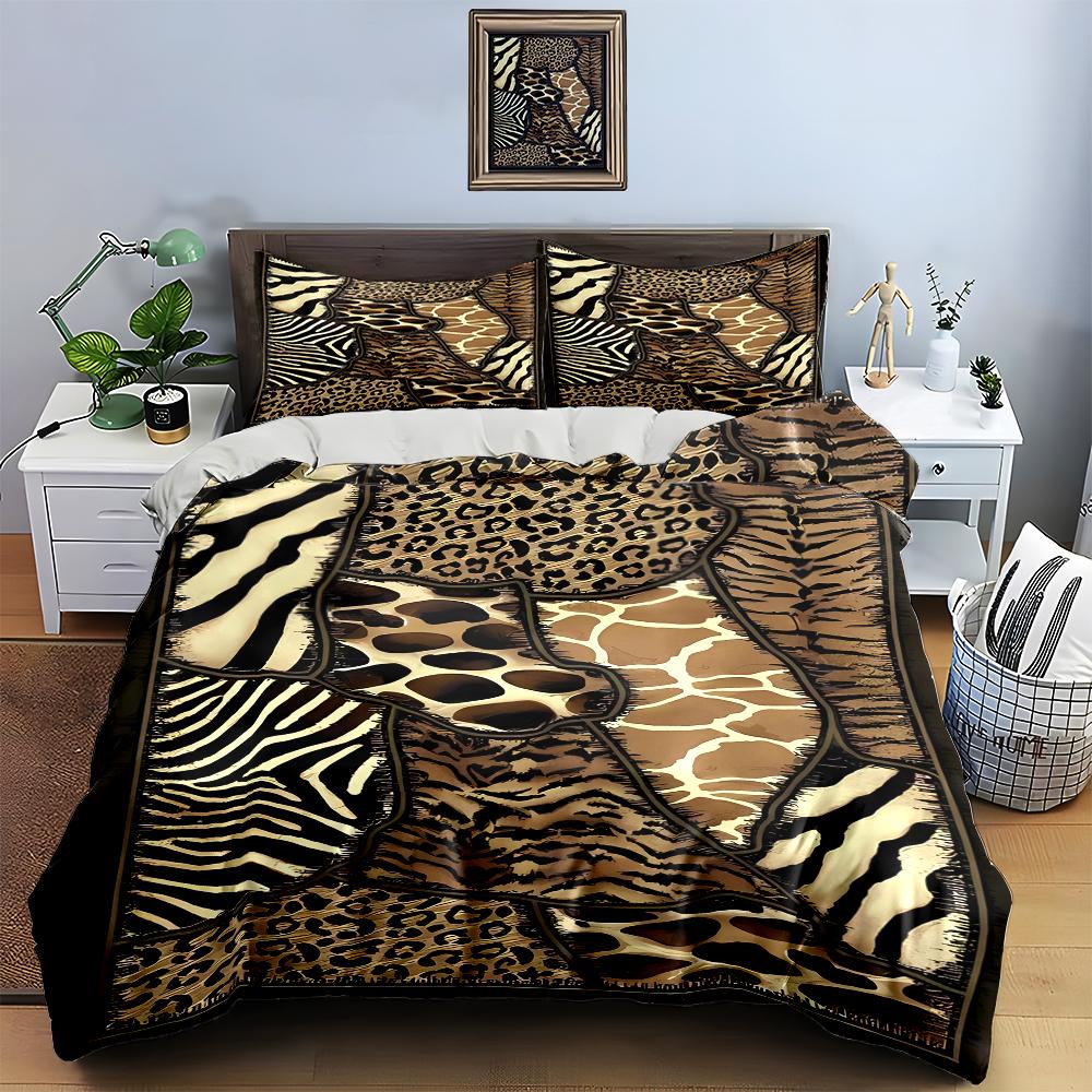 Animal print patchwork. Bedding Duvet cover sets Duvet covers Pillowcases gifts (1 * Duvet Cover 2 * Pillowcases, without duvet insert)