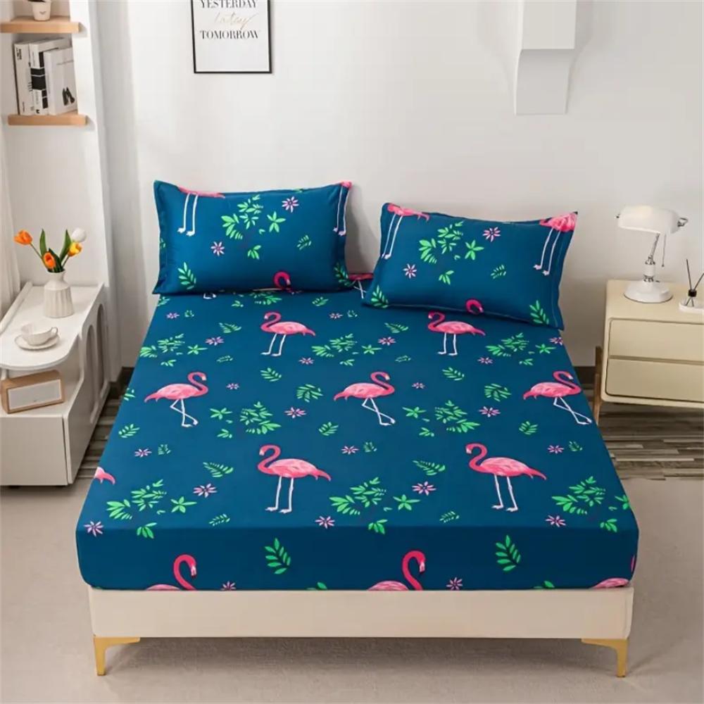 

Набор простыней на резинке «Мягкий комфорт Фламинго» из 3 предметов - Дышащее постельное белье, протектор для матраса для спальни, гостевой комнаты - Гипоаллергенный 90x190x25cm 2pcs