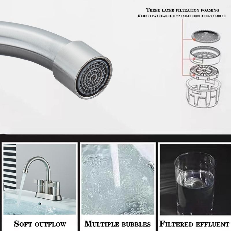 Wanmivezlo Integrated Basin Brass Sink Faucet With Double Handle Hot And Cold Water Deck Installation Wash Basin Faucet