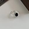 925 Sterling Silver Black Onyx Open Rings for Women Luxury Designer Jewelry Gift Female News Trends 2024 Offers