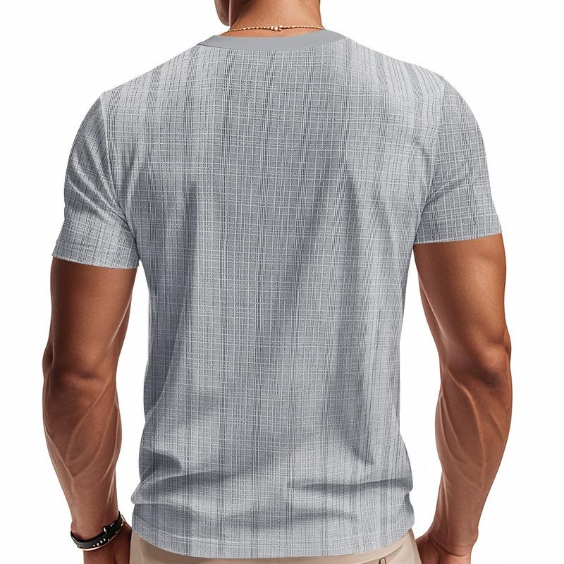 Mens American Style Casual Loose Breathable Short Sleeve Henley T Shirt