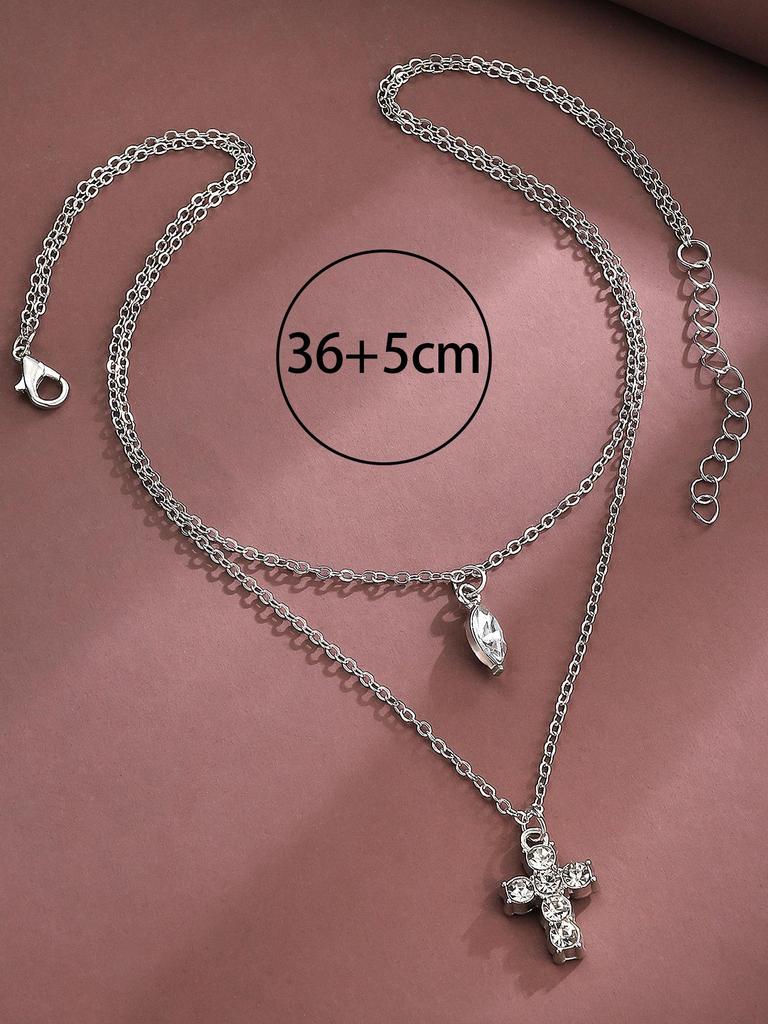 Women's Geometric Diamond Cross Necklace - European & American Punk Hip-Hop Style Choker