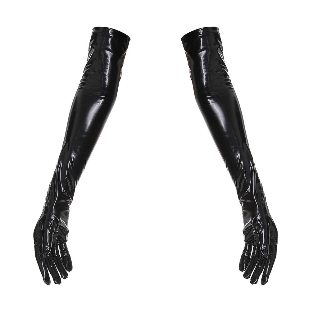 Sexy Women Cosplay Maid Wet Look Outfit PVC Wet Look T A-line Pleated Mini Skirts PU Latex Shiny Dance Leotard With Short Top