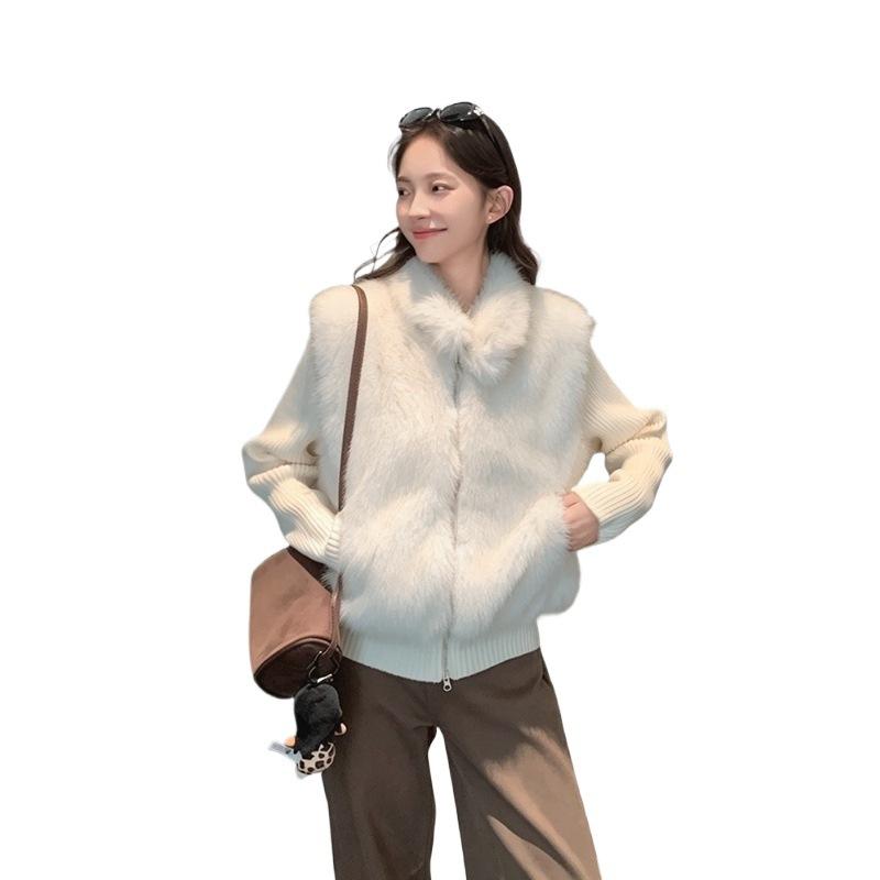 Cotton clothes women's winter new environmentally friendly fur fur vest knitted sleeves removable cotton-padded jacket
