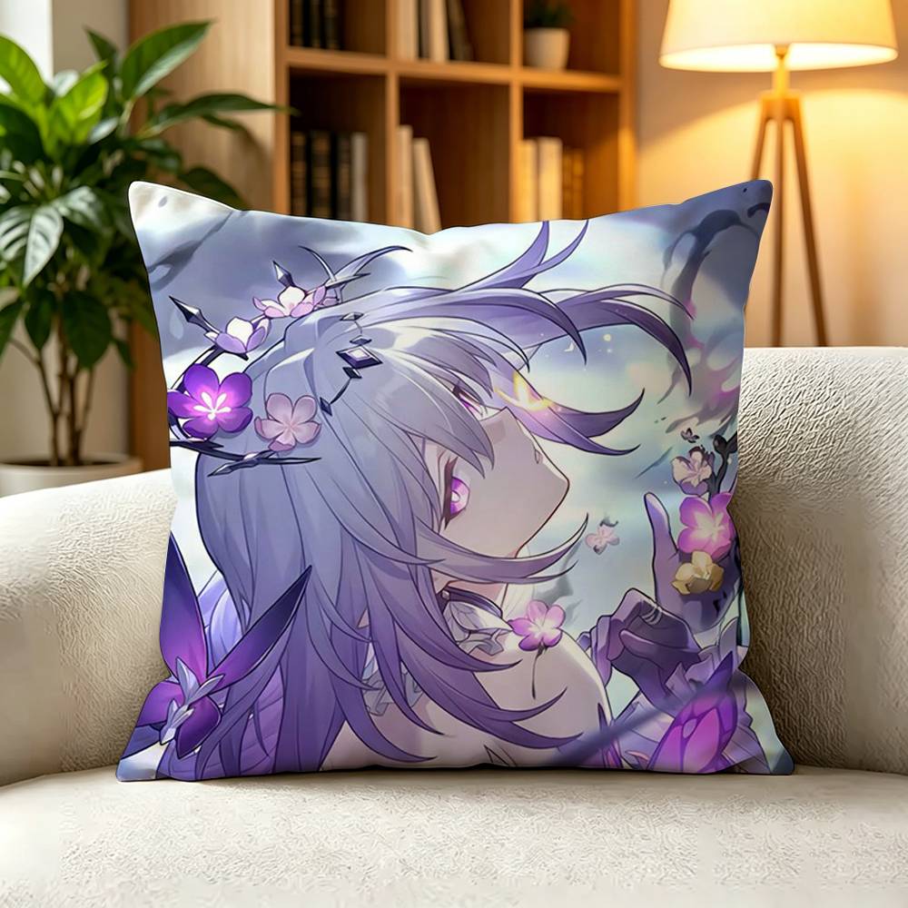AAnime Game Honkai Star Rail Castorice  Square DoubleSided Printed Pillow Case Bedroom Bedside Pillow Sofa Cushion Cover