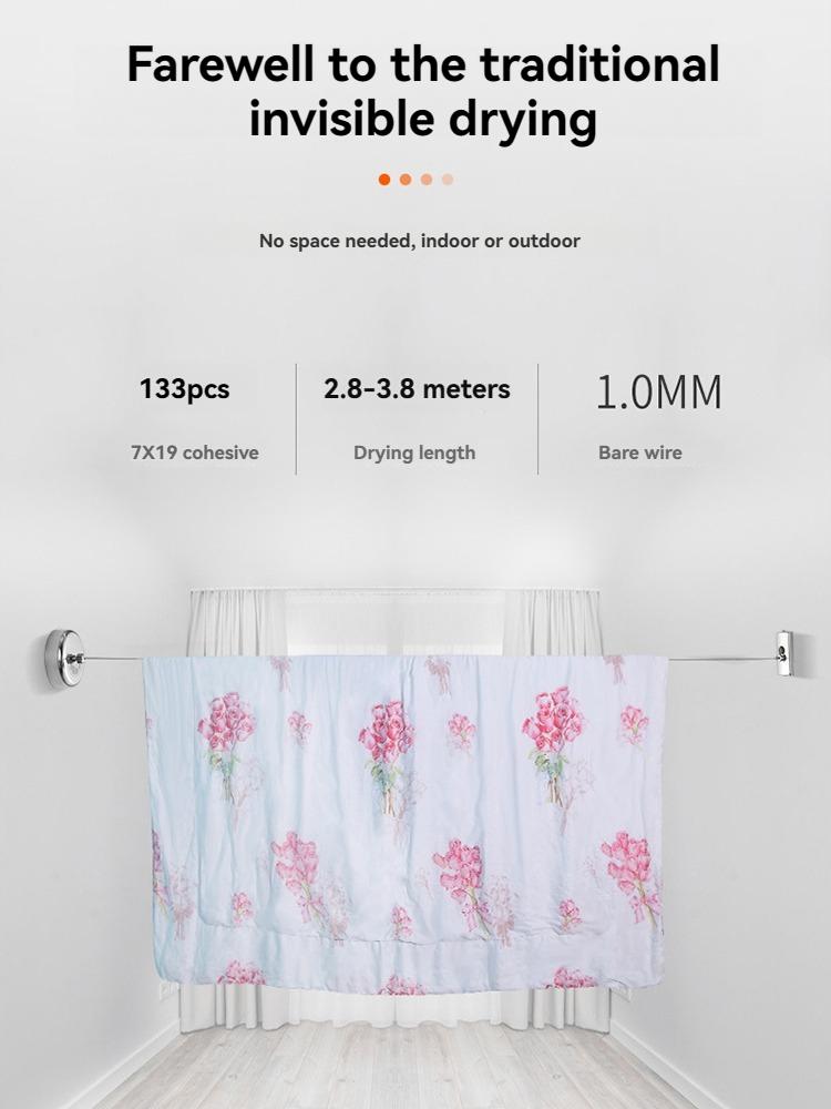 Wall-mounted Clothes Line Windproof 2.8m Adjustable Strength Nylon Durable Non-slip Drying Rack Rope Laundry